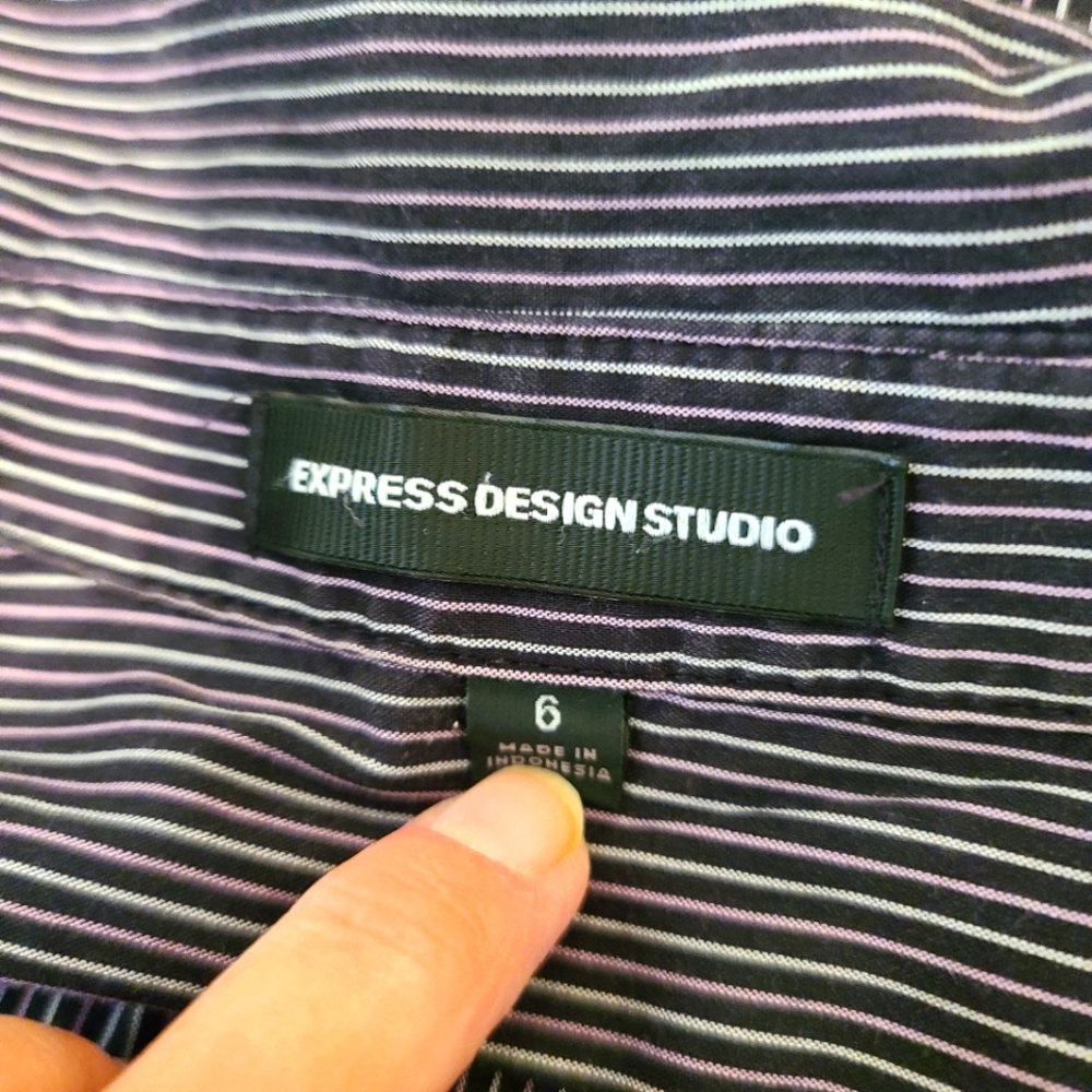 Express Design Studio Button Down Pin Stripe Dres - image 7